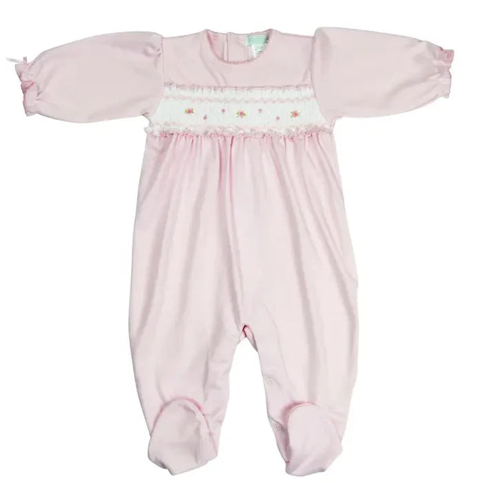 Baby Threads Pink Smocked Rosebud Footie