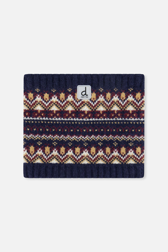 Baby Winter Knit Neckwarmer Blue And Red Jacquard-0