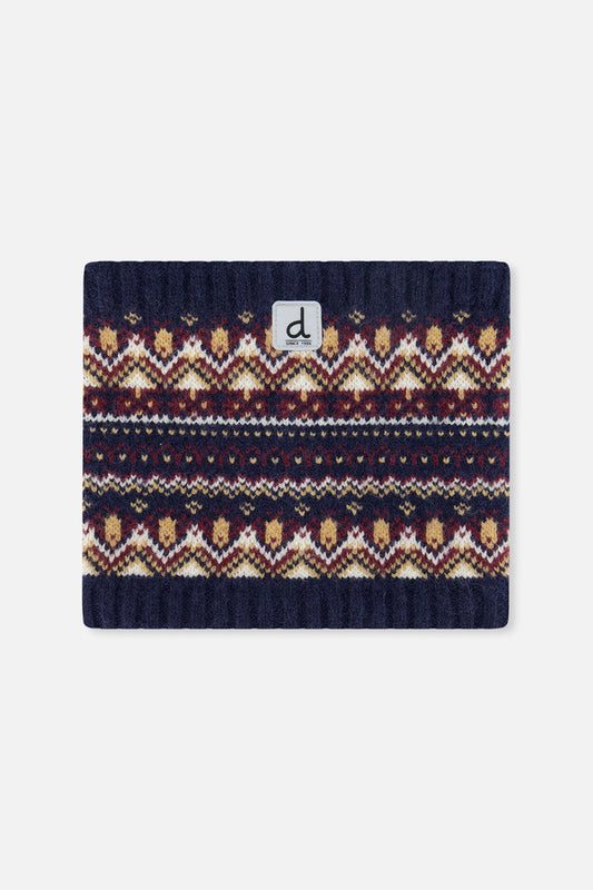 Baby Winter Knit Neckwarmer Blue And Red Jacquard-0