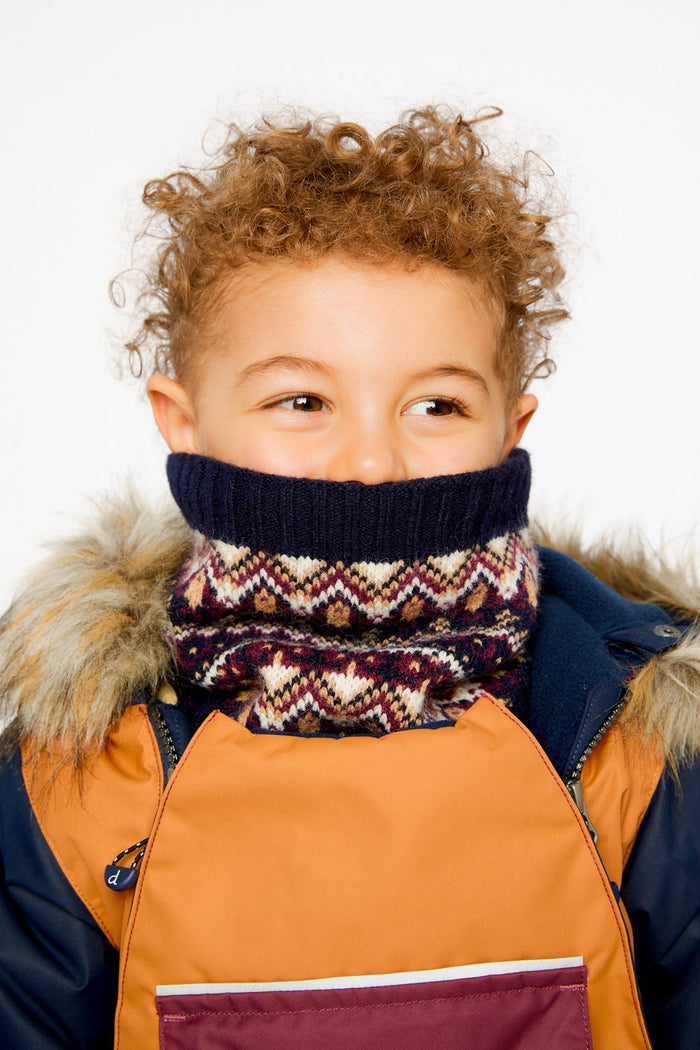 Baby Winter Knit Neckwarmer Blue And Red Jacquard-1