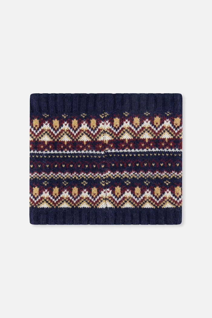 Baby Winter Knit Neckwarmer Blue And Red Jacquard-2