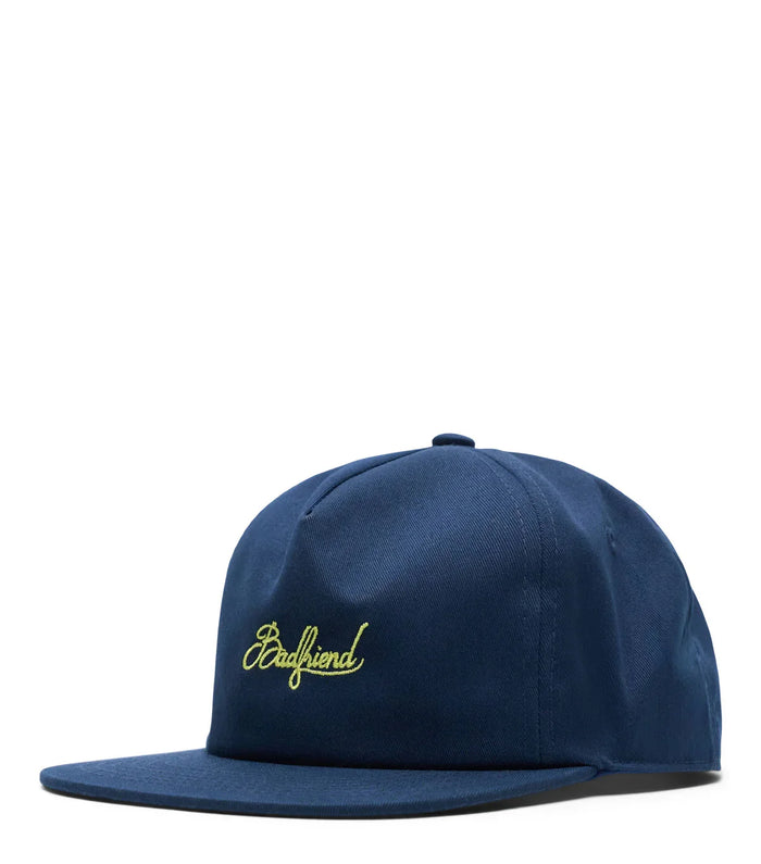 Badfriend Cursive Logo 5 Panel Hat Navy
