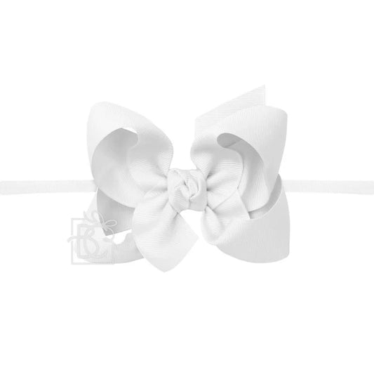 BC 4.5" White Grosgrain Bow on Pantyhose
