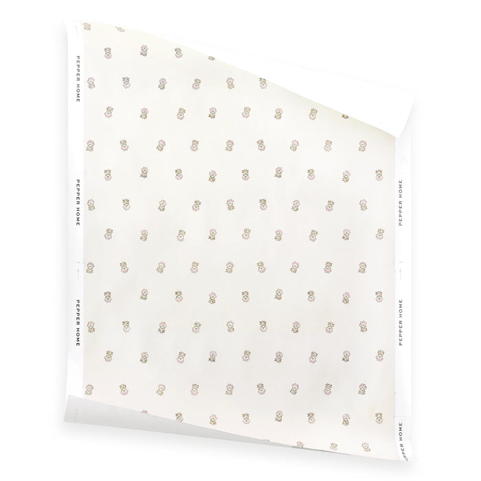 Betty Mauve floral wallpaper with delicate motifs, made to order in the USA with short lead times