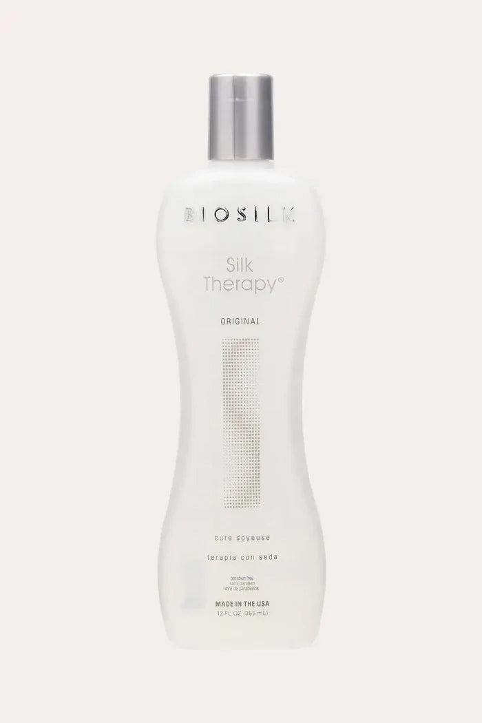 BioSilk Silk Therapy Original 12 FL OZ (355 mL) - Prevent Split Ends Hair Breakage with Weightless Formula, Cure Soyeuse Terapia Con Seda, Made in USA, White Bottle with Silver Cap