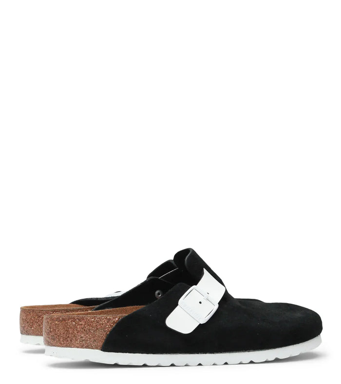 Birkenstock Boston Suede Black White