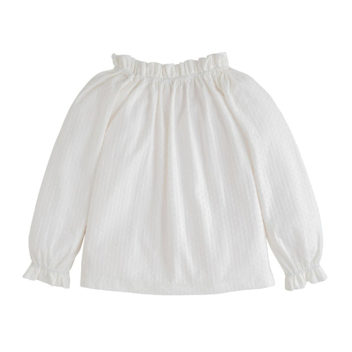 Bisby - Tory Top - Snow Pointelle - white
