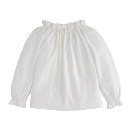 Bisby - Tory Top - Snow Pointelle - white