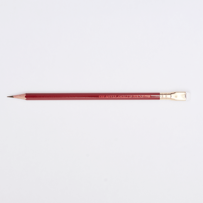 red pencil sharpened on a white background with pencil barrel text 'THE BETTER ANGELS OF OUR NATURE'.