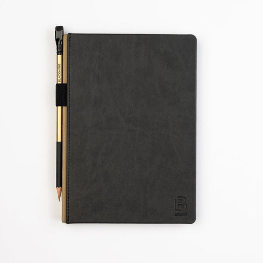 Blackwing Lab 05.13.25 Black Hardcover Notebook with Gold Pencil