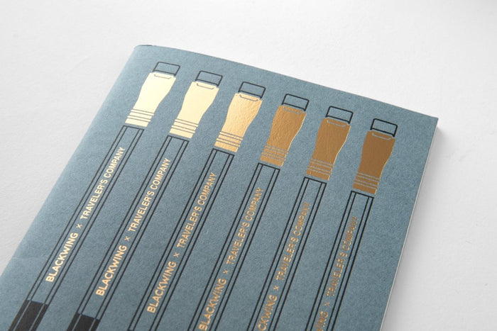 Blackwing X TRAVELER'S COMPANY notebook refill featuring pencils imprinted with gold foil