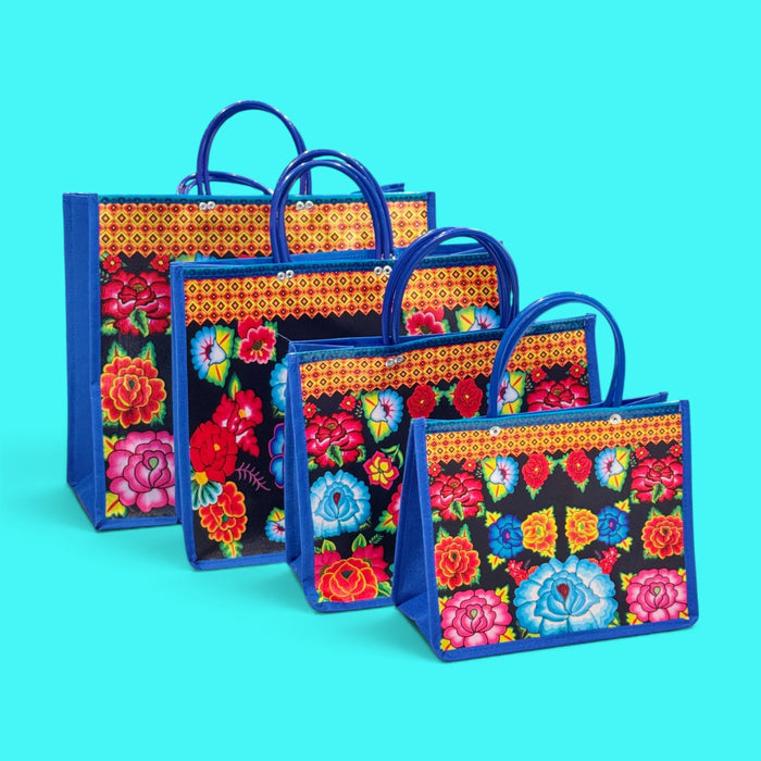 Blue Floral Shopping Bag