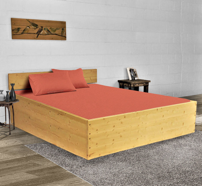 Brick Red Stripe Waterbed Sheets Set