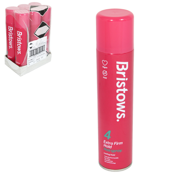 Bristows 4 Extra Firm Hold Hairspray 300ml PACK OF 6 (D)