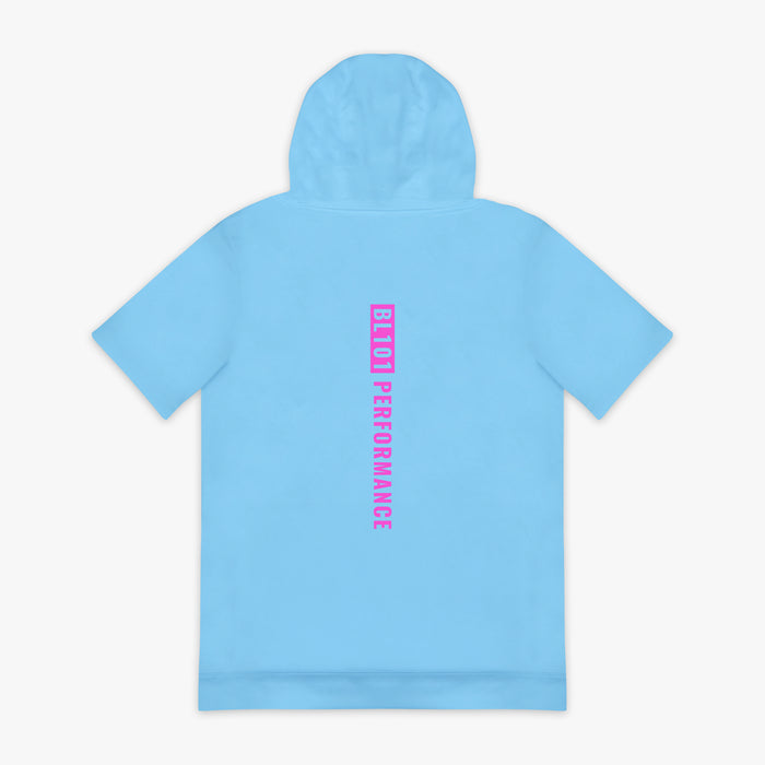 Blue BSBL-SZN Cotton Candy Blue short sleeve hoodie — back view