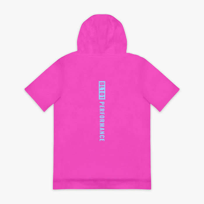 Pink BSBL-SZN Cotton Candy Pink youth short sleeve hoodie — back view
