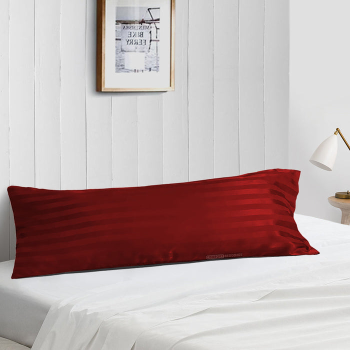 Burgundy Stripe 20x54 Body Pillow Case