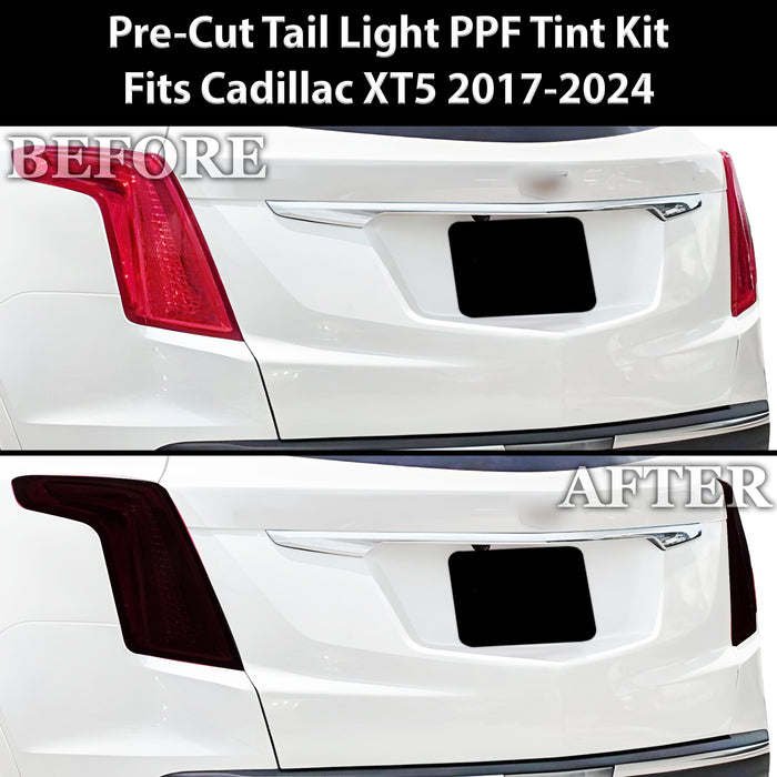 Full Headlight Taillight Precut Smoked PPF Tint Kit Film Overlay Fits Cadillac XT5 2017 - 2025 - Bogar Tech Designs