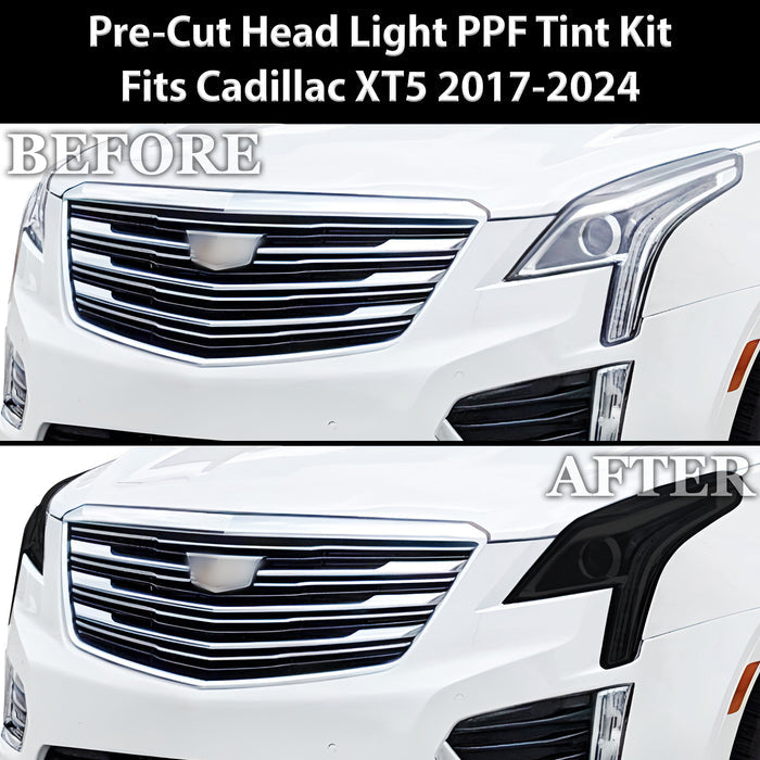 Full Headlight Taillight Precut Smoked PPF Tint Kit Film Overlay Fits Cadillac XT5 2017 - 2025 - Bogar Tech Designs