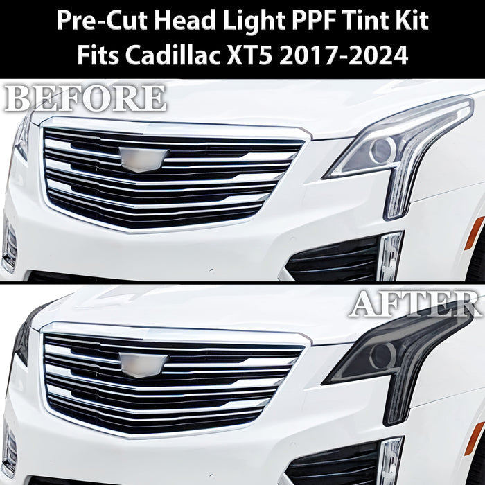 Full Headlight Taillight Precut Smoked PPF Tint Kit Film Overlay Fits Cadillac XT5 2017 - 2025 - Bogar Tech Designs