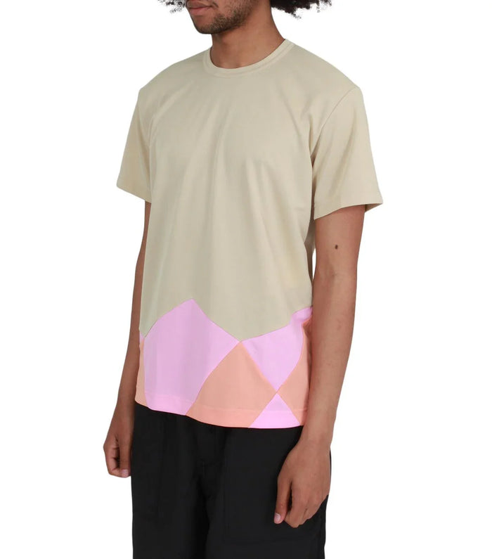 CdG Homme Plus Asymmetrical T-Shirt Tan Multi | SOMEWHERE