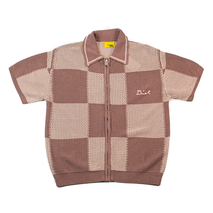 Checker Crochet Shirt (Mauve)