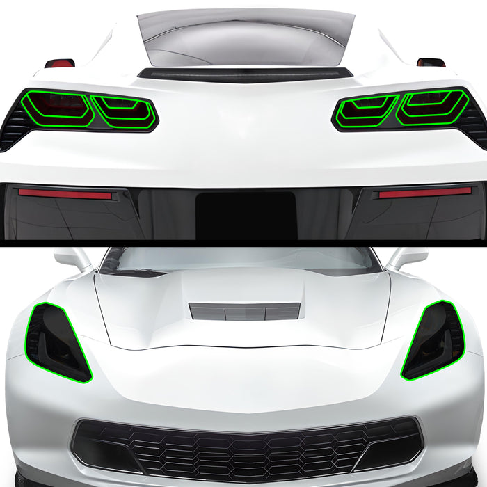 Full Headlight Taillight Precut Smoked PPF Tint Kit Film Overlay Fits Chevy Corvette C7 2014 - 2019 - Bogar Tech Designs