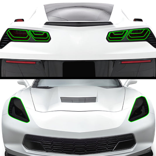 Full Headlight Taillight Precut Smoked PPF Tint Kit Film Overlay Fits Chevy Corvette C7 2014 - 2019 - Bogar Tech Designs