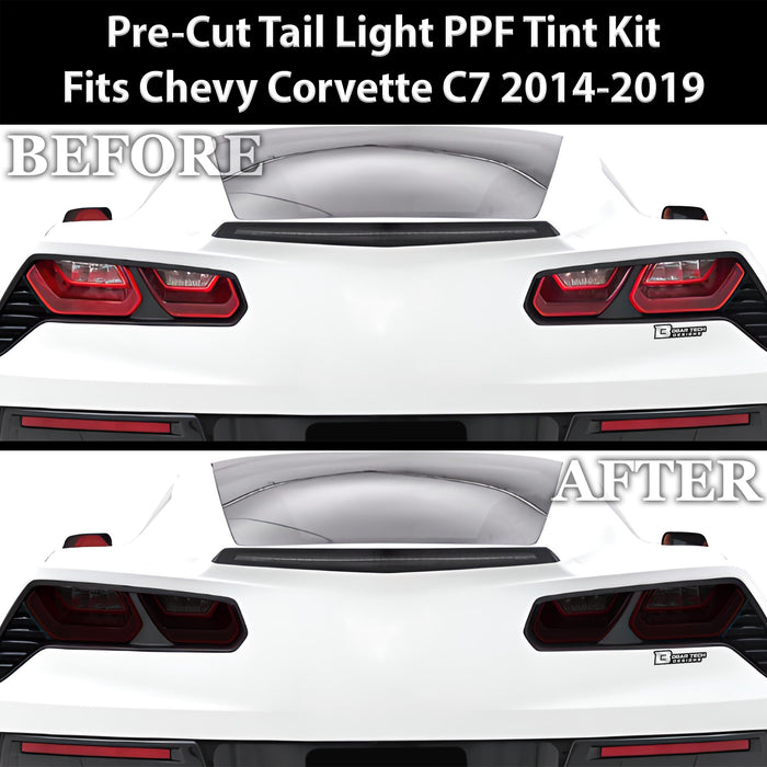 Full Headlight Taillight Precut Smoked PPF Tint Kit Film Overlay Fits Chevy Corvette C7 2014 - 2019 - Bogar Tech Designs