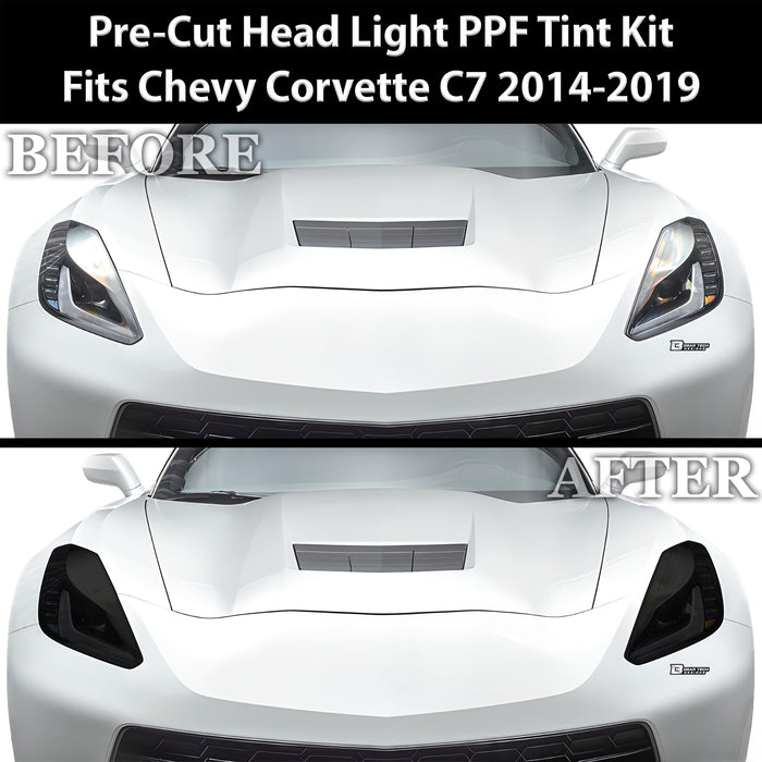 Full Headlight Taillight Precut Smoked PPF Tint Kit Film Overlay Fits Chevy Corvette C7 2014 - 2019 - Bogar Tech Designs