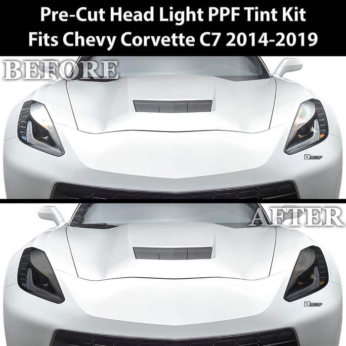 Full Headlight Taillight Precut Smoked PPF Tint Kit Film Overlay Fits Chevy Corvette C7 2014 - 2019 - Bogar Tech Designs