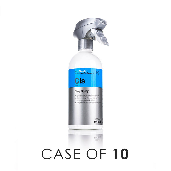Koch-Chemie Clay Spray 500ml front view with the text "Case of 10" on a white background.