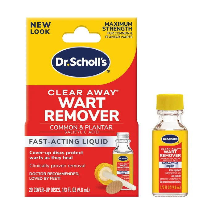 Dr. Scholl's Clear Away wart remover fast-acting liquid box and small bottle