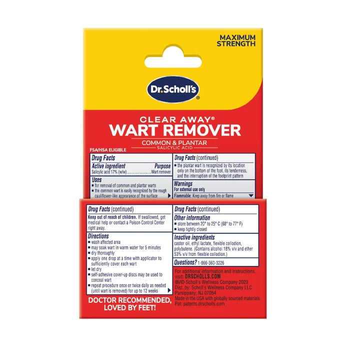 Dr. Scholl's Clear Away wart remover common & plantar fast-acting liquid box