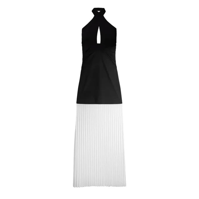 Contrast Halter Maxi Dress
