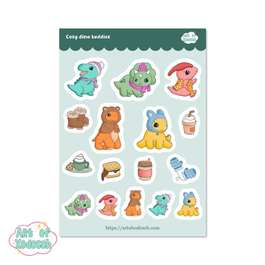 cosy dino plush buddies sticker sheet