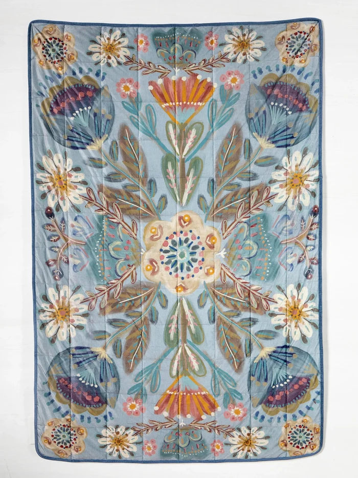 Cozy Weighted Blanket - Mandala Folk Garden-view 2
