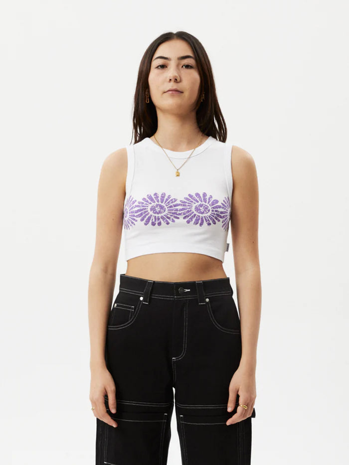 Daisy - Recycled Cropped Singlet | White-Image 1
