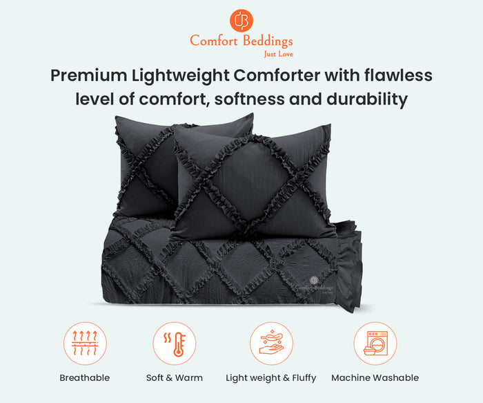 Dark Grey Diamond Ruffle Comforter