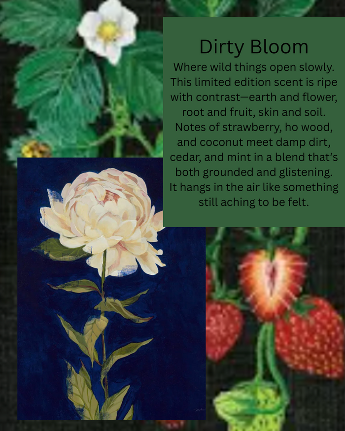 Floral and botanical illustration with text about a limited edition scent.