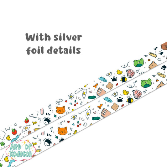 doodle silver foil washi tape