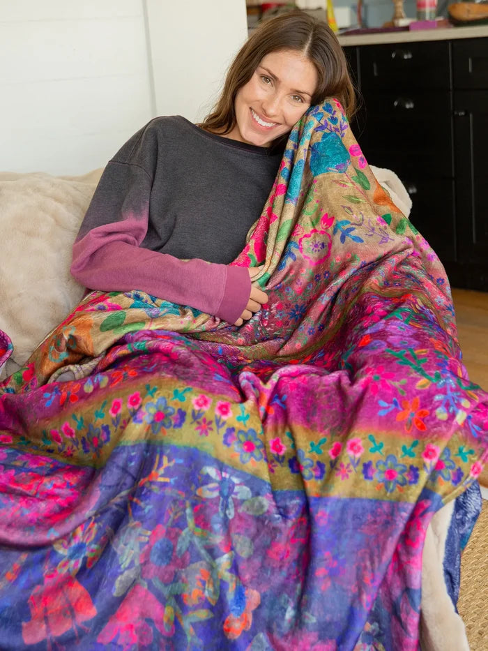 Reversible Cozy Throw Blanket - Jewel Border-view 4