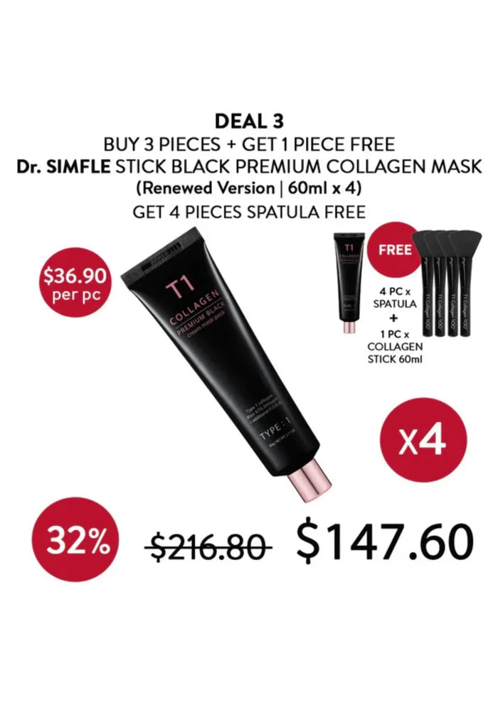 [DR. SIMFLE] Stick Black Premium T1 Collagen 100 Mask 60ml