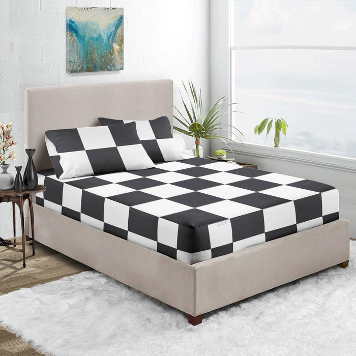Egyptian Cotton Dark Gray - White Chex Fitted Sheets