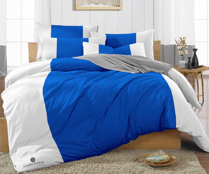 Royal Blue Contrast Color Bar Duvet Covers