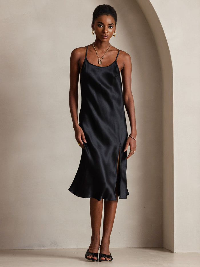 [Black] SilkSilky  Spaghetti Strap Dress 005