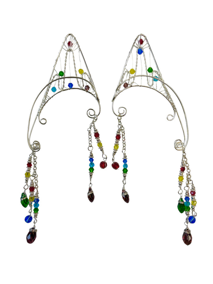 Elven Ear Wrap Earrings Colorful Beads Fantasy Elf Ear Jewelry