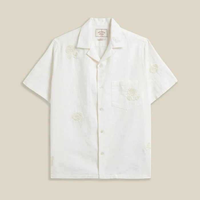 Embroidery Nature Ramie Shirt in Ecru