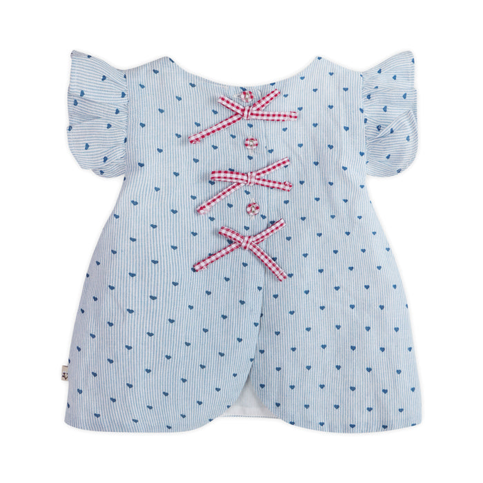 Emery Ditsy Hearts Baby Ruffled Sleeve Top Back (Organic)