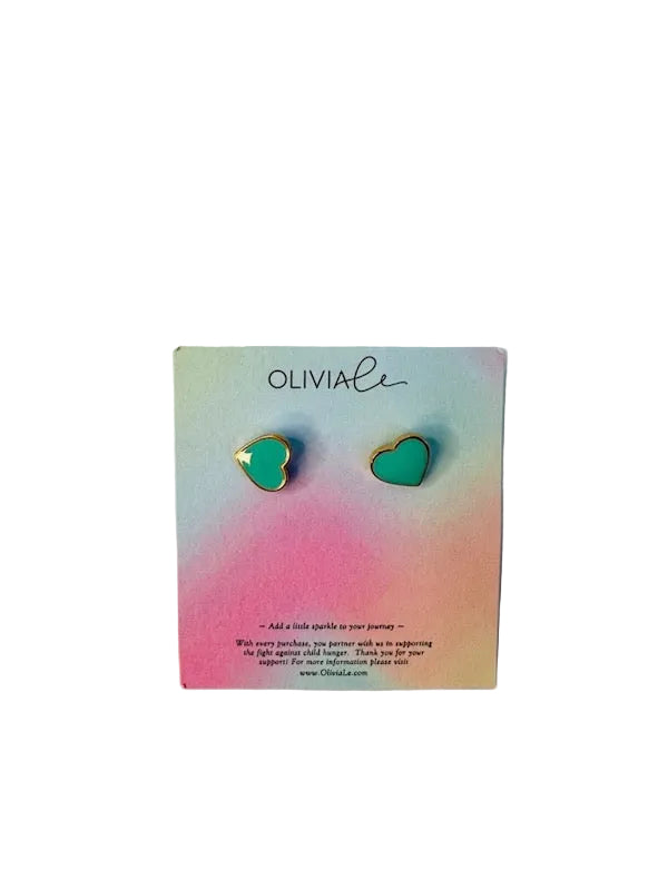 Enamel Heart Stud Earrings